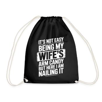 Wife Sayings Wives Funny Wife Gift - Drawstring Bag - black - Front
