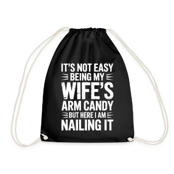 Wife Sayings Wives Funny Wife Gift - Drawstring Bag - black - Front