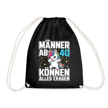 40th Birthday 40s 40th 40th Year Old Unicorn - Drawstring Bag - black - Front