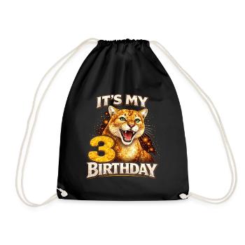 Its My 3 Birthday Wilder Raubkatze Geburtstag - Drawstring Bag - black - Front