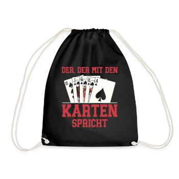 Lustiges Poker Shirt - Turnbeutel - Schwarz - Vorne