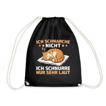 Sleeping Cat Tired Pet Cuddling - Drawstring Bag - black - Front