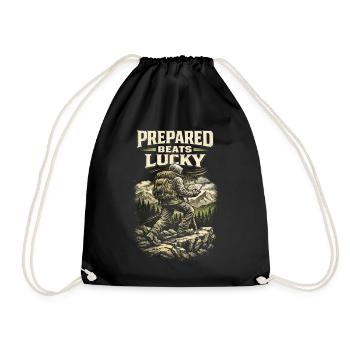 Prepper Survivalist Prepared Beats Lucky - Drawstring Bag - black - Front