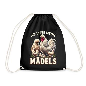Ich Liebe Meine Mädels Seidenhühner - Turnbeutel - Schwarz - Vorne