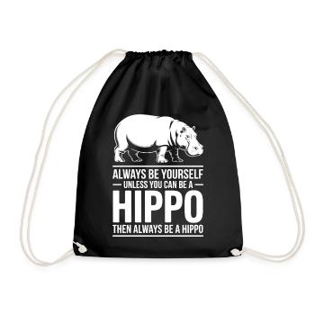 Nilpferd Sprüche Flusspferd Witz Nilpferd Geschenk - Turnbeutel - Schwarz - Vorne