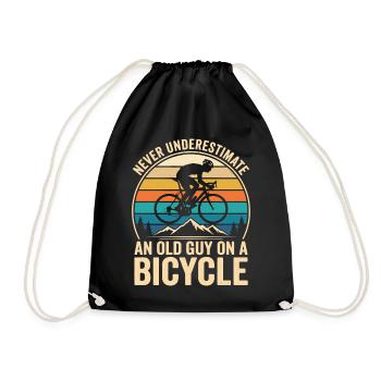 Never Underestimate An Old Guy On A Bicycle - Drawstring Bag - black - Front