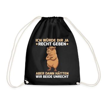 Capybara Spruch: Dann hätten wir beide Unrecht - Turnbeutel - Schwarz - Vorne