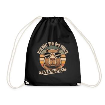 Pensioner 2026 Capybara Retirement Gift - Drawstring Bag - black - Front