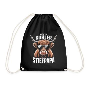 Richtig Kühler Ssteppapa - Lustiger Kuh Wortwitz - Drawstring Bag - black - Front
