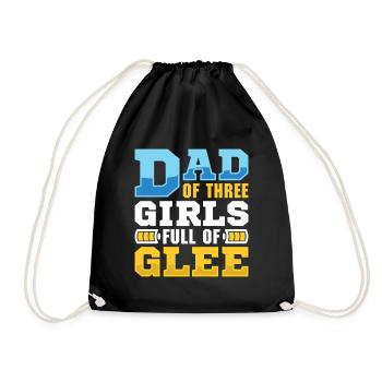 Dad father of three girls daughters - Drawstring Bag - black - Front