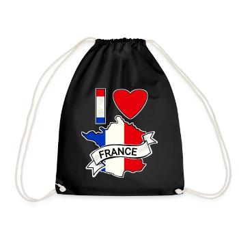 France - Flag - Map - Drawstring Bag - black - Front