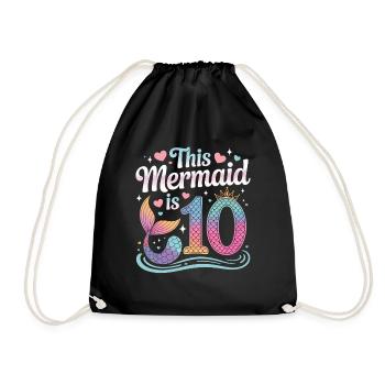 Mermaid 10th Birthday 10 Years - Drawstring Bag - black - Front