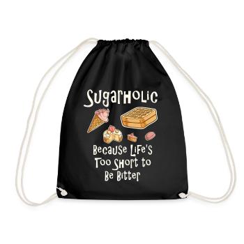 Sugarholic Dessert-Zitat-Tee - Turnbeutel - Schwarz - Vorne