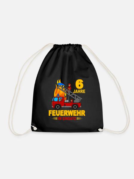 Fire brigade 6 years in action - Drawstring Bag - black