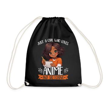 Nur Ein Mädchen, Das Anime Liebt Und Afro Zeichnet - Turnbeutel - Schwarz - Vorne