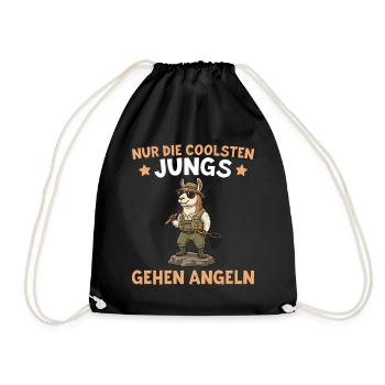 Angler Geschenk Coolste Jungs gehen Angeln - Turnbeutel - Schwarz - Vorne