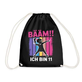 Bääm Ich bin 11 Dabbing Mädchen 11. Geburtstag - Turnbeutel - Schwarz - Vorne