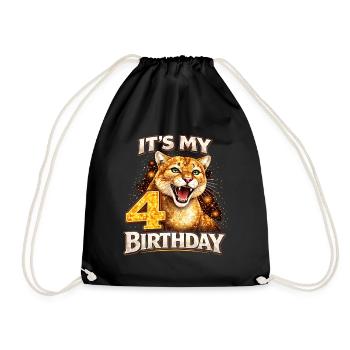 C’est mon 4e anniversaire léopard Kinder Geburtstag - Sac de sport léger - noir - Devant