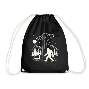 Bigfoot Alien Abduction Sasquatch UFO Spaceship - Drawstring Bag - black - Front