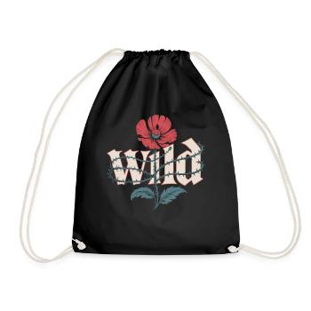 Chemise de fleurs sauvages avec motif de pavot - Sac de sport léger - noir - Devant