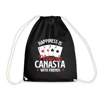 Glück beim Canasta mit Freunden spielen - Turnbeutel - Schwarz - Vorne