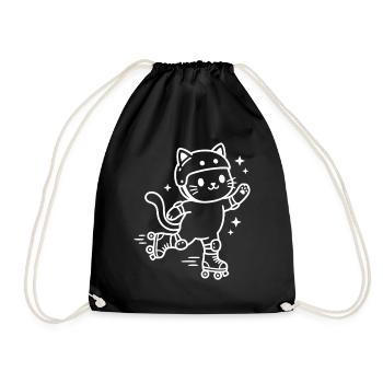 Roller Skate Kawaii Cat - Drawstring Bag - black - Front