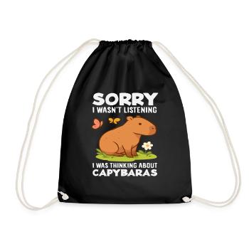 Je pensais à capybaras, animal mignon drôle - Sac de sport léger - noir - Devant