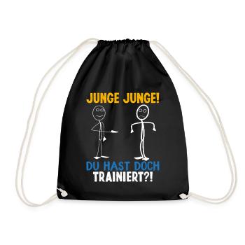 Fitness JUNGE JUNGE DU HASTDOCH TRAINIERT LUSTIG - Turnbeutel - Schwarz - Vorne