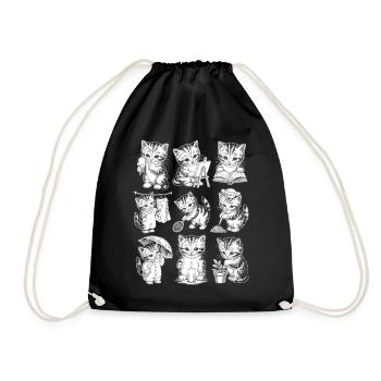 Kitten Library Adventure - Drawstring Bag - black - Front