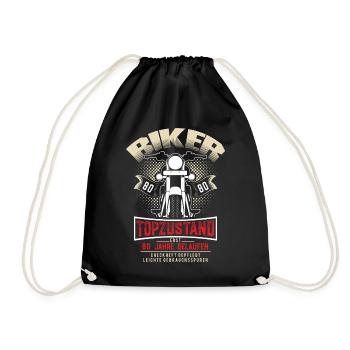 80th Birthday Motorcyclist Motorcycle - Drawstring Bag - black - Front