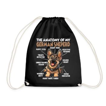 Deutscher Schäferhund Hundehalter Geschenk Gassi T - Turnbeutel - Schwarz - Vorne