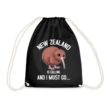 New Zealand Is Calling and I Must Go - Drawstring Bag - black - Front