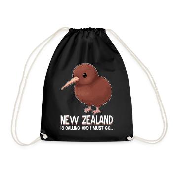 New Zealand Is Calling And I Must Go Kiwi - Drawstring Bag - black - Front