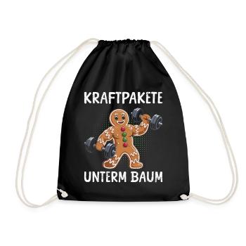 Gingerbread Man POWERHOUSES UNDER THE TREE Funny - Drawstring Bag - black - Front