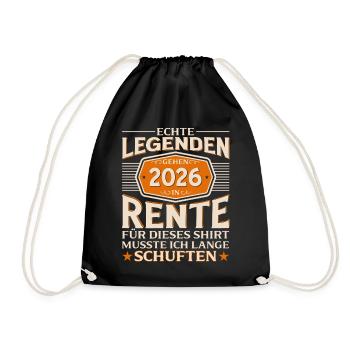Retirement Gift Man Pensioner Pension 2026 Funny - Drawstring Bag - black - Front