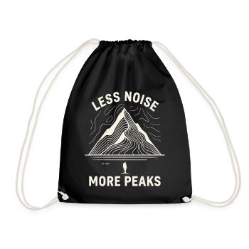 Minimalist Mountain Line Art Motif - Drawstring Bag - black - Front