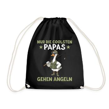 Angler Papa Goose: Funny Fishing Father's Day - Drawstring Bag - black - Front