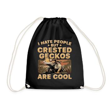 Funny Reptile Crested Gecko - Drawstring Bag - black - Front