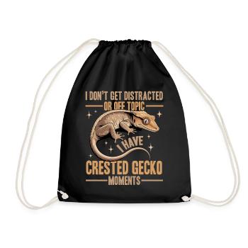 Funny Reptile Crested Gecko - Drawstring Bag - black - Front