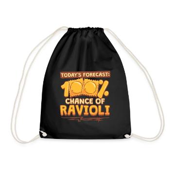 Todays Forecast 100% Chance Of Ravioli - Drawstring Bag - black - Front