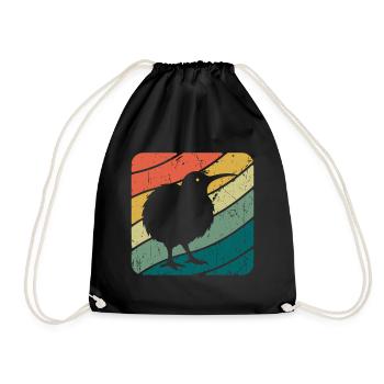 Nouvelle-Zélande Oiseau Kiwi mignon Rétro Vintage NZ - Sac de sport léger - noir - Devant