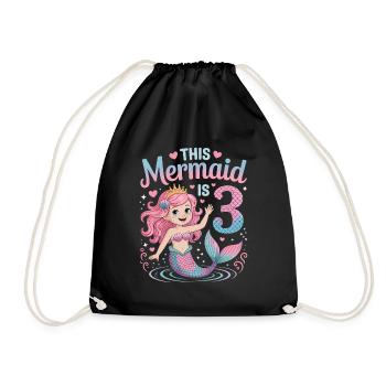 Mermaid 3rd Birthday 3 Years - Drawstring Bag - black - Front