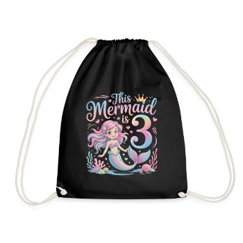 Mermaid 3rd Birthday 3 Years - Drawstring Bag - black - Front