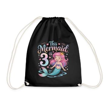 Mermaid 3rd Birthday 3 Years - Drawstring Bag - black - Front