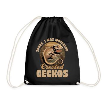 Funny Reptile Crested Gecko - Drawstring Bag - black - Front