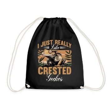 Funny Reptile Crested Gecko - Drawstring Bag - black - Front