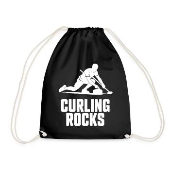 Curling Rocks Winter Sports Silhouette Man - Sac de sport léger - noir - Devant