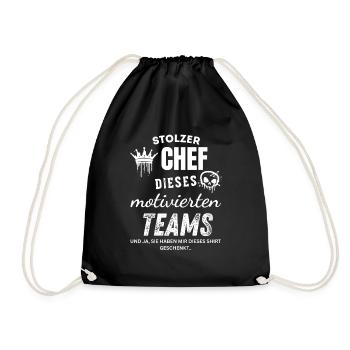 Stolzer Chef des motivierten Teams Chef Geschenk - Drawstring Bag - black - Front