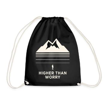 Higher Than Worry Mountain Motif - Drawstring Bag - black - Front