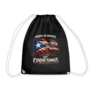 Puerto Rico Boricua Home Is Where The Coqui Sings - Drawstring Bag - black - Front